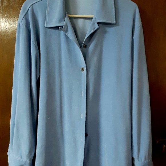 PALE BLUE PEACHSKIN (IMITATION SUEDE) LIGHTWEIGHT JACKET - Picture 1 of 2